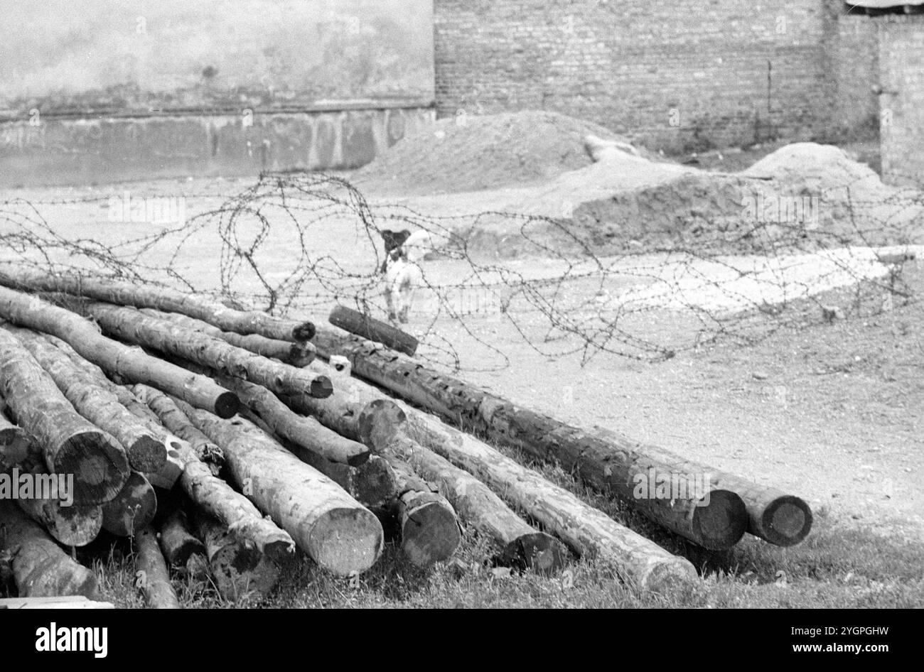 In der Nacht vom 12. Auf den 13. August 1961 erteilte Walter Ulbricht, Vorsitzender des DDR-Staatsrats, SED-Parteivorsitzender und Vorsitzender des Nationalen Verteidigungsrates der DDR, den Befehl, die Sektorgrenze in Berlin abzuschotten. Mit der Zustimmung der Sowjetunion und der Unterstützung der sowjetischen Truppen in der DDR wurde die letzte Schlupflöcher geschlossen, durch die die SED-Diktatur noch entkommen konnte. [Automatisierte Übersetzung] Stockfoto