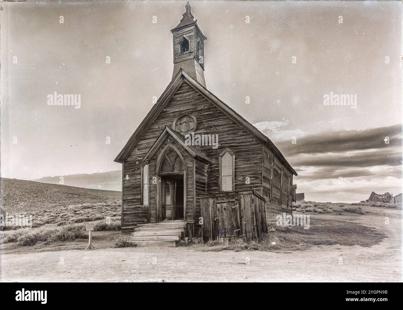 Die Kirche in der Geisterstadt Bodie, Kalifornien. Es ist heute ein State Park in Kalifornien. Stockfoto