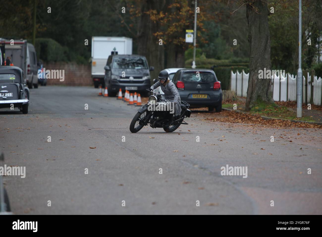 Comedian Jimmy Carr Debütalfilm Fackham Hall filmt in Thornton Hough, Wirral Stockfoto