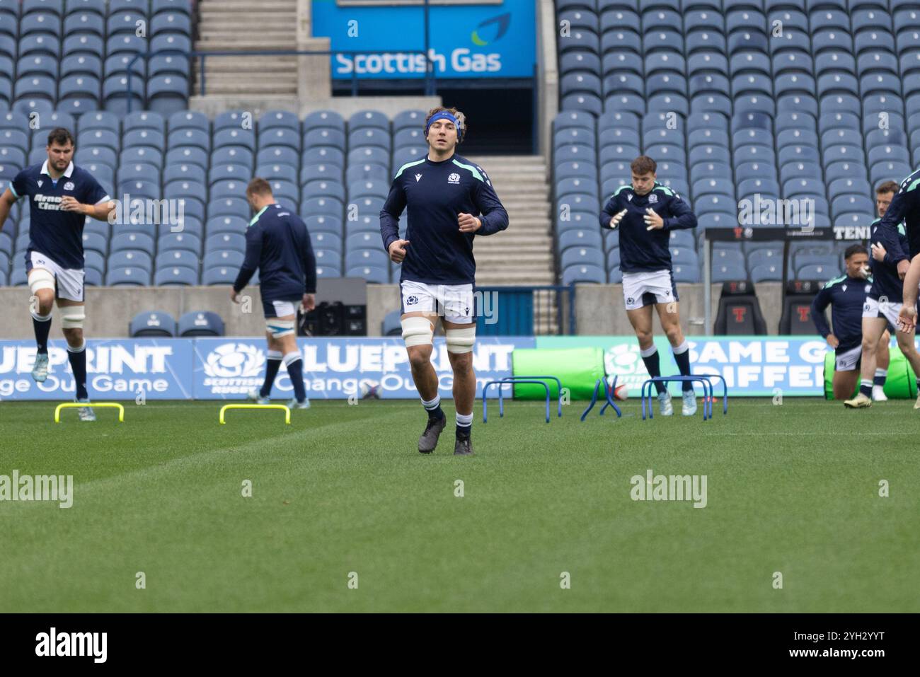 Edinburgh, Schottland. November 2024. Jamie Ritchie wurde während des Scotland Team Run im Murrayfield Stadium vor dem Spiel gegen Südafrika gezeigt. Quelle: Connor Douglas/Alamy Live News Stockfoto