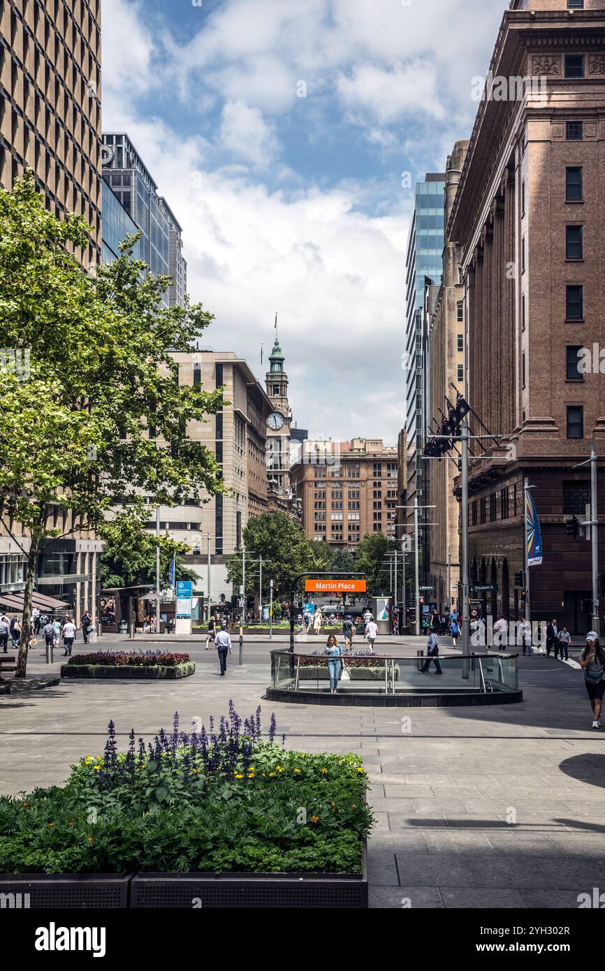 Geschäftige Aussicht auf die Straße in der Innenstadt von Sydney Stockfoto