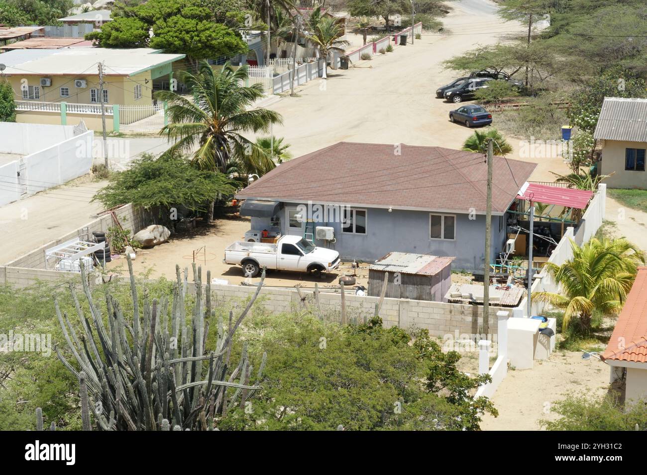 Familienhaus in den Felsformationen Ayo und Casibari in Aruba, nahe Oranjestad. Stockfoto