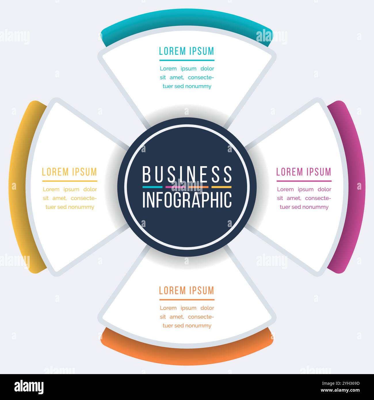 Business Infografik 4 Schritte, Objekte, Elemente oder Optionen Infografiken Designvorlage für Geschäftsinformationen Stock Vektor