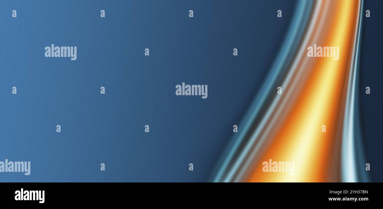 Blaues Hintergrundbild mit blauem Hintergrund und gelbem Streifen, körniger Verlauf, Kopierbereich Stockfoto