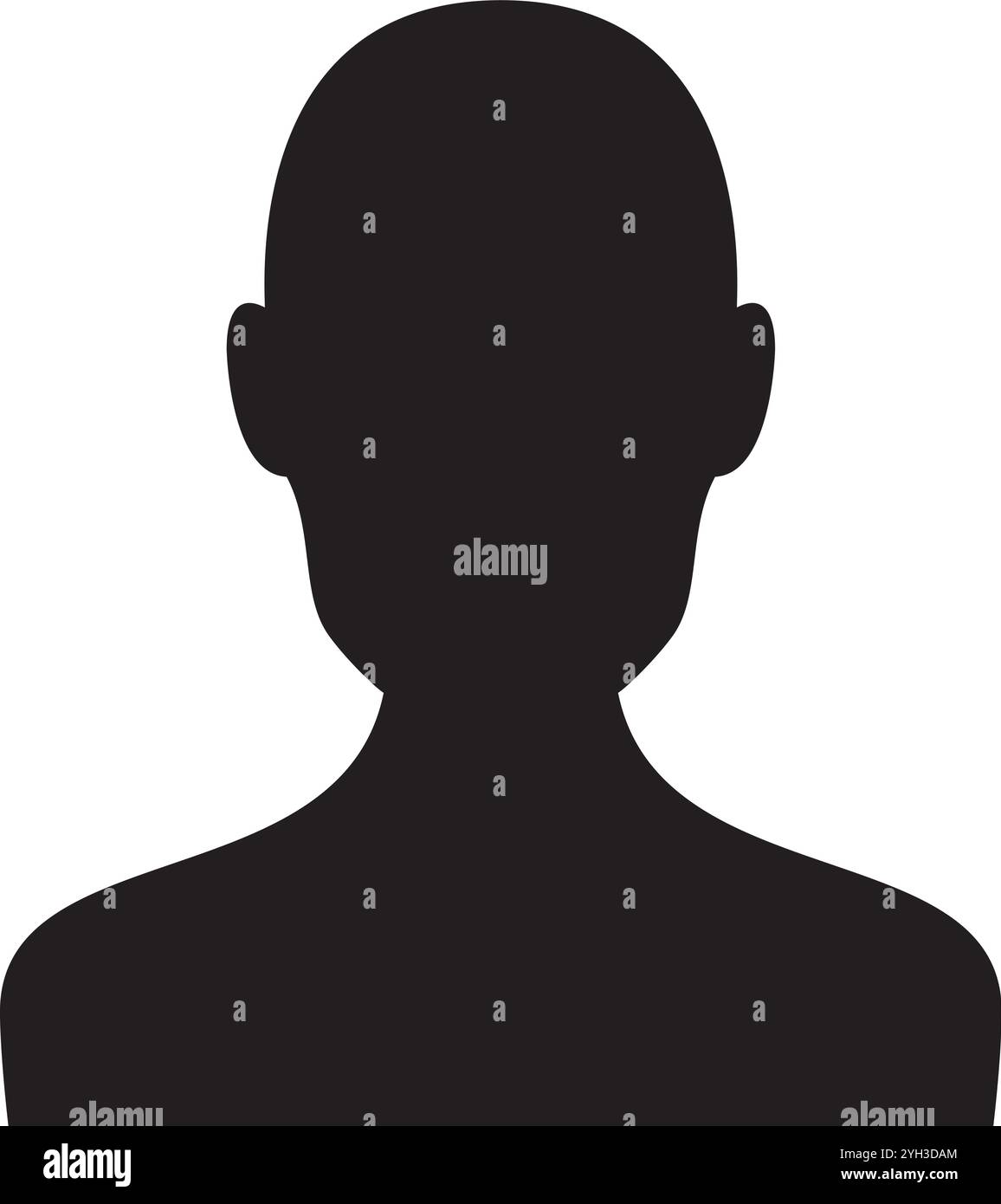 Schwarze Silhouette einer nach vorne gerichteten Person, die Anonymität, Privatsphäre und Identität auf einem sauberen weißen Hintergrund repräsentiert Stock Vektor