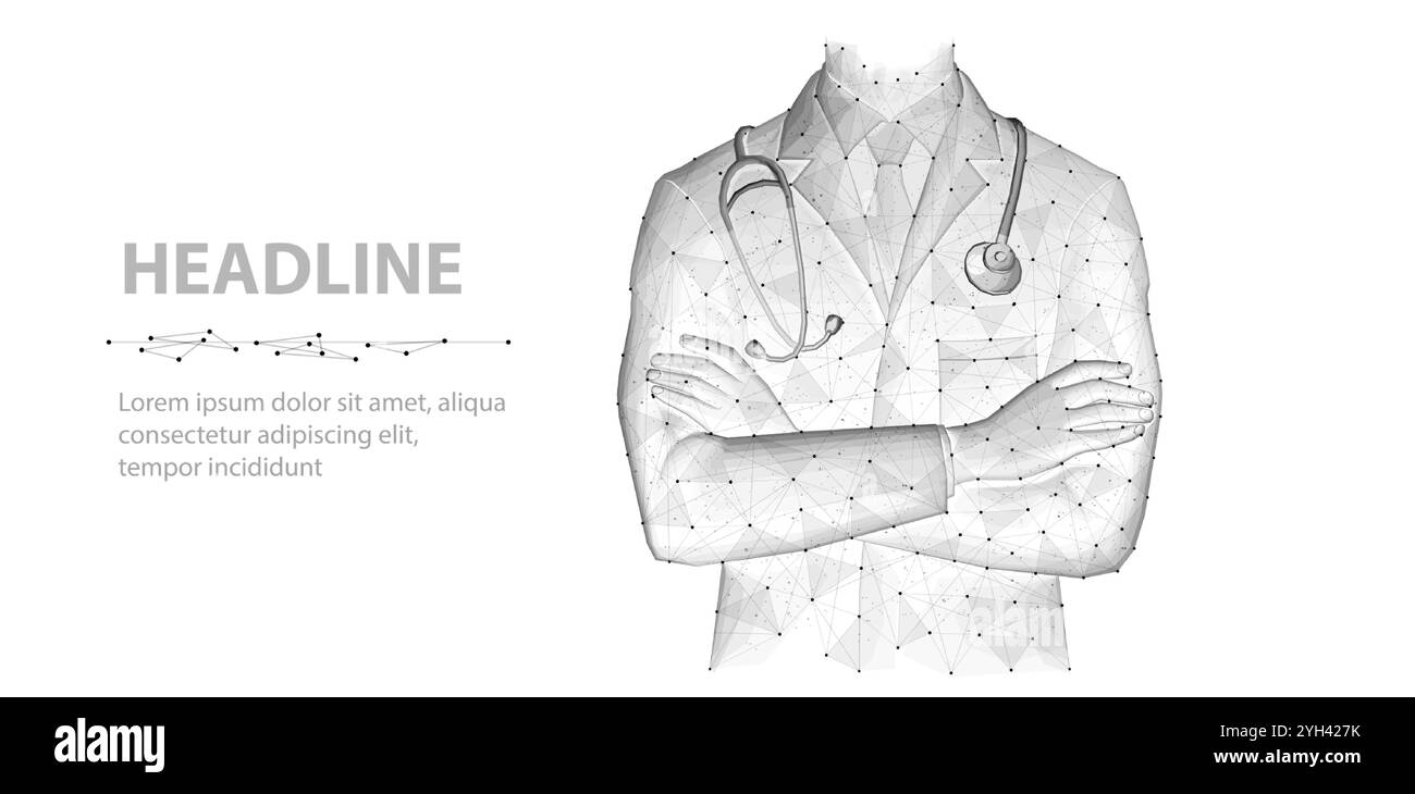 Digitaler Online-KI-Arzt. Gesundheitssystem, Krankenhausmedizintechnik. Stock Vektor