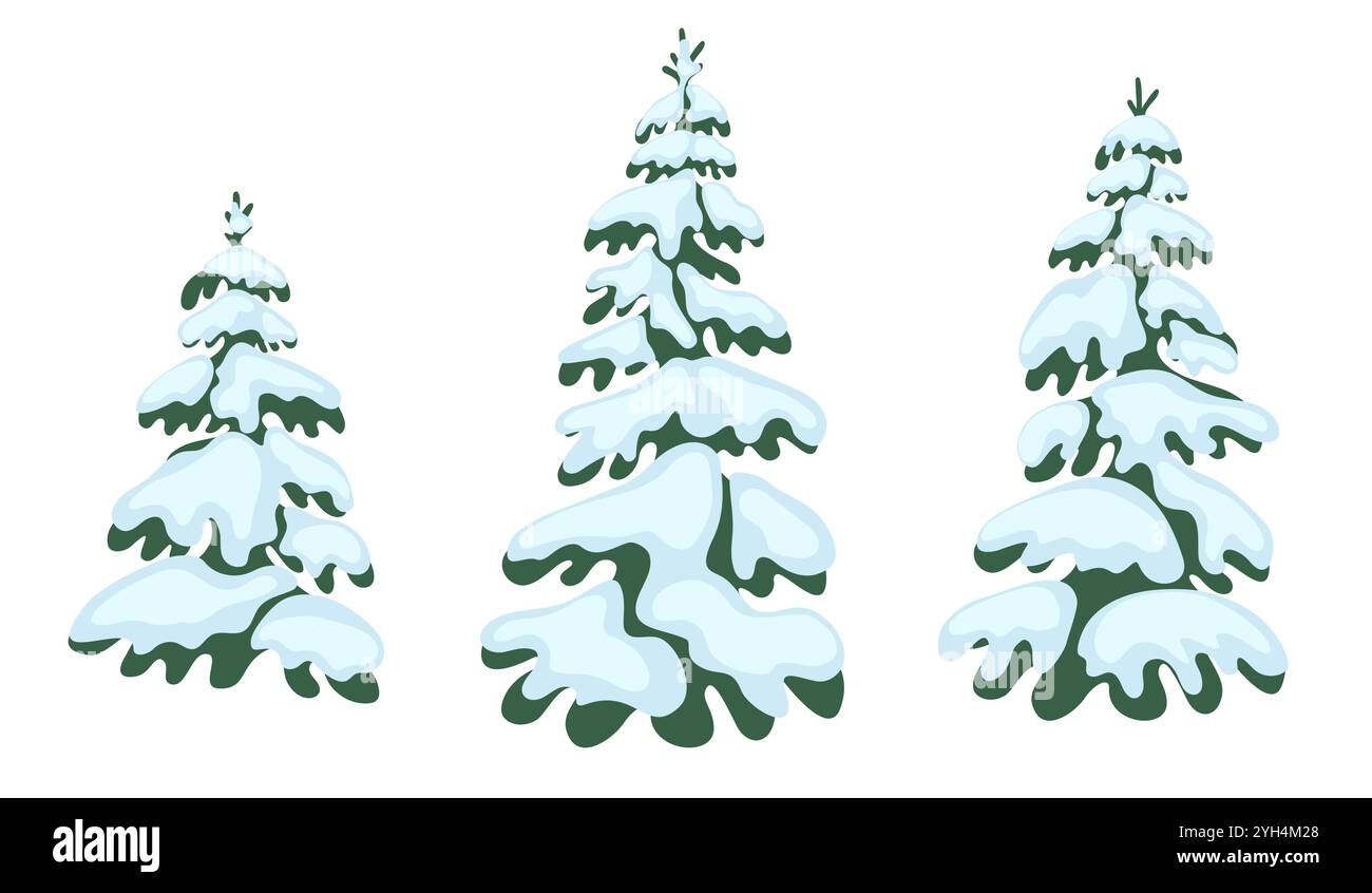 Schneebedeckte Tanne. Winterwald Stock Vektor