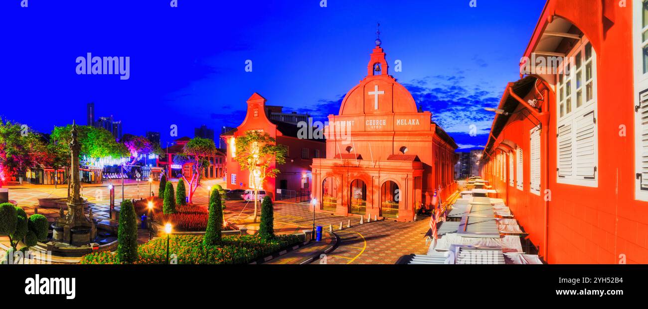 Melaka Rotes Quadrat Panorama Stockfoto