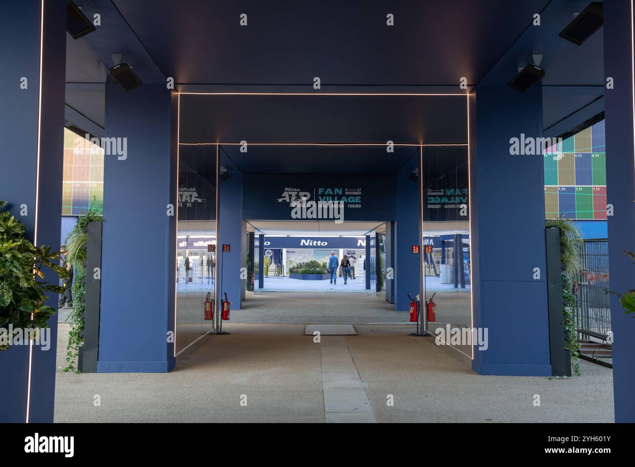 Eingang Fan Village des Nitto ATP Finals, ist in 3 Bereiche organisiert, 1) Räume Partner, 2) Spielgarten, ein Pavillon mit Natur- und Sportflächen, Stockfoto