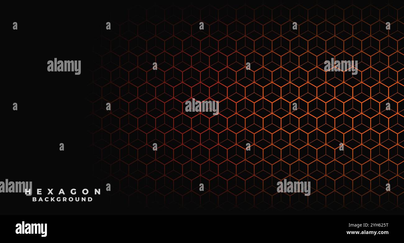 Schwarzer Hintergrund mit orange hexagonalen Muster Stock Vektor