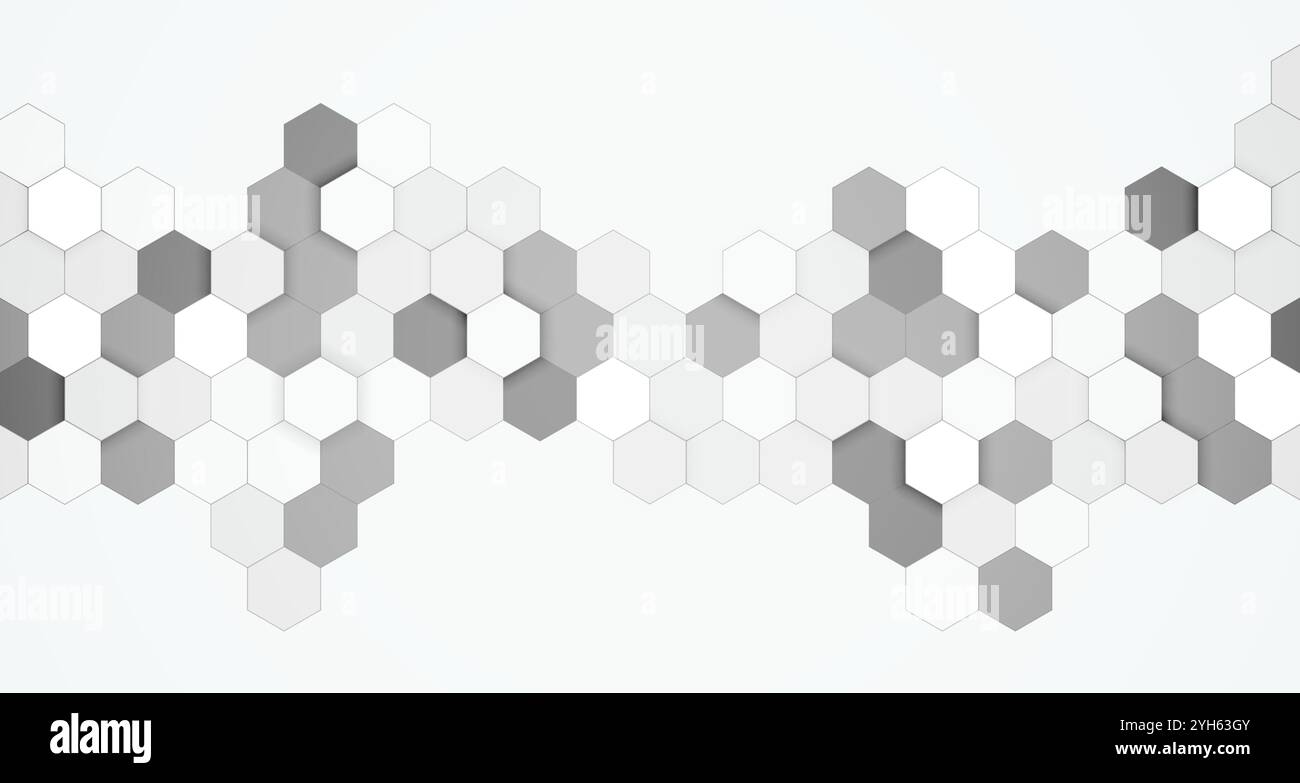 Abstrakte sechseckigen Schwarzen und Weißen 3d Muster Hintergrund Stock Vektor