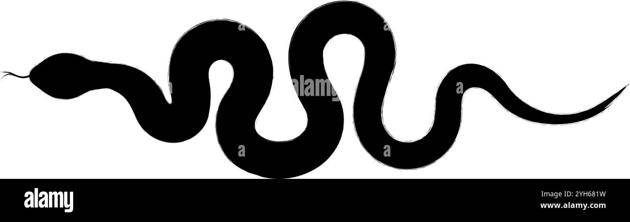 Schwarzes Schlangenmuster im Pinselstil Stock Vektor