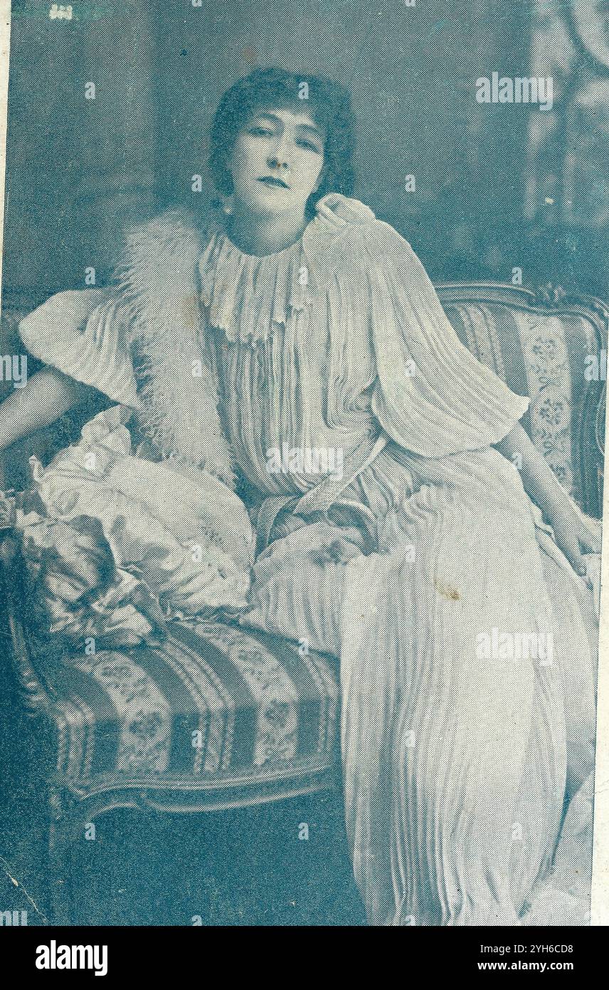 Sarah Bernhardt, französische Schauspielerin. Ein Vintage-Theaterbild der französischen Schauspielerin Sarah Bernhardt. Stockfoto