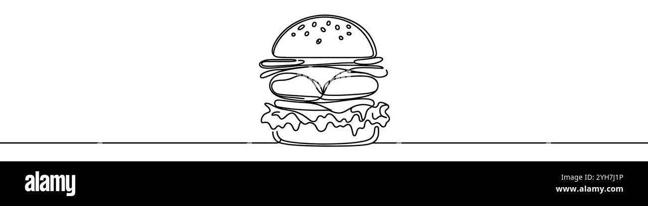 Eine durchgehende Darstellung eines Hamburger. Line Art des Hamburger Stock Vektor