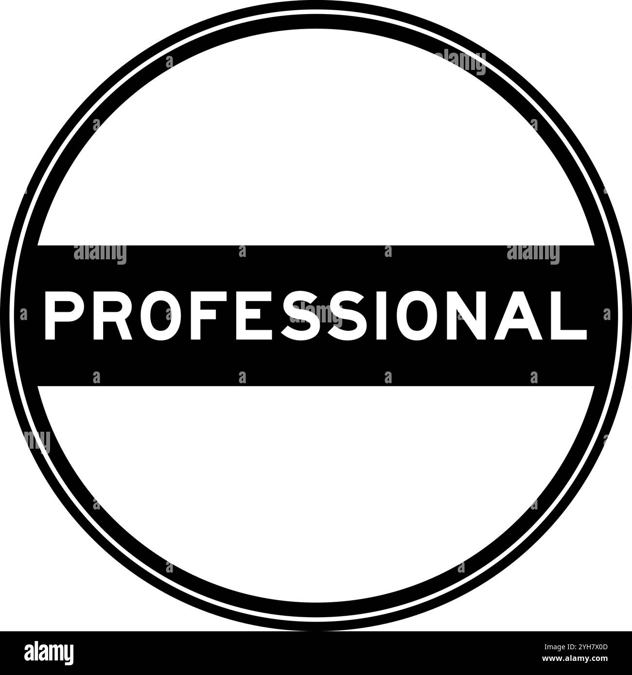 Schwarzer, runder Siegelaufkleber in Word Professional auf weißem Hintergrund Stock Vektor