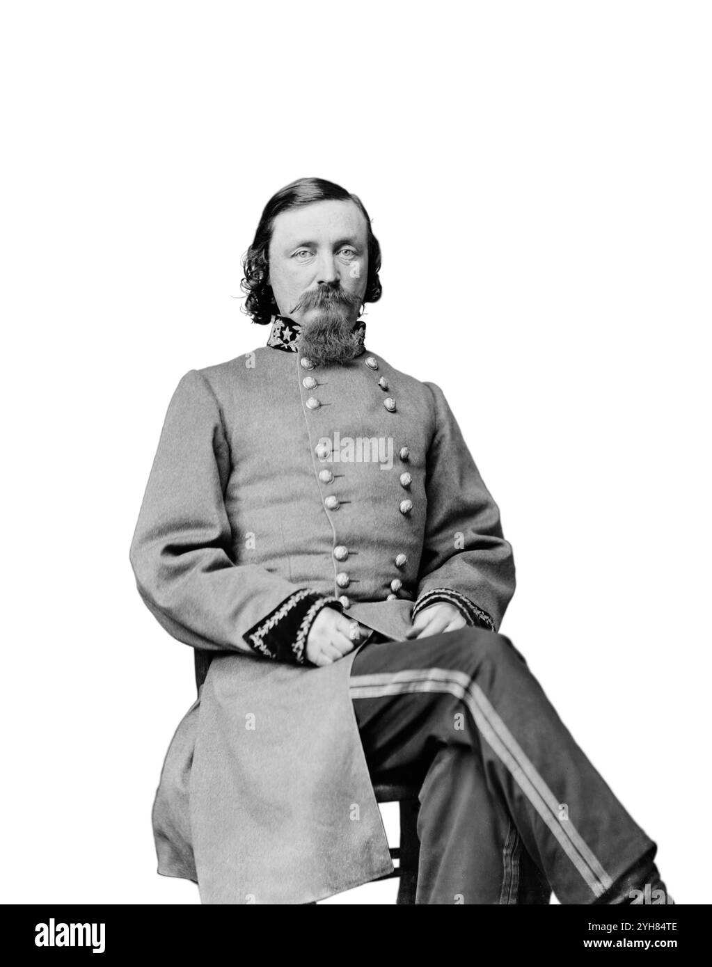 Porträt von General George Edward Pickett vom Infanterieregiment der Konföderierten Staaten in Uniform. Fotografiert zwischen 1861 und 1865. Wahrscheinlich von Mathew Brady Studio. Stockfoto