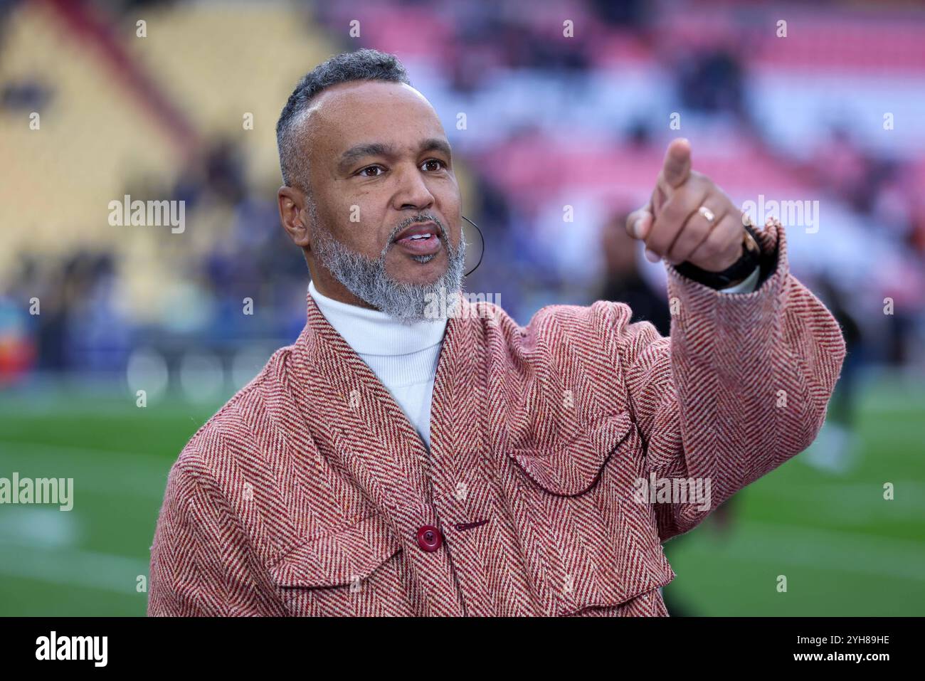 München, Deutschland. November 2024. NFL Munich Game New York Giants - Carolina Panthers am 10.11.2024 in der Allianz Arena in München Patrick Esume Foto: Revierfoto Credit: ddp Media GmbH/Alamy Live News Credit: ddp Media GmbH/Alamy Live News Stockfoto
