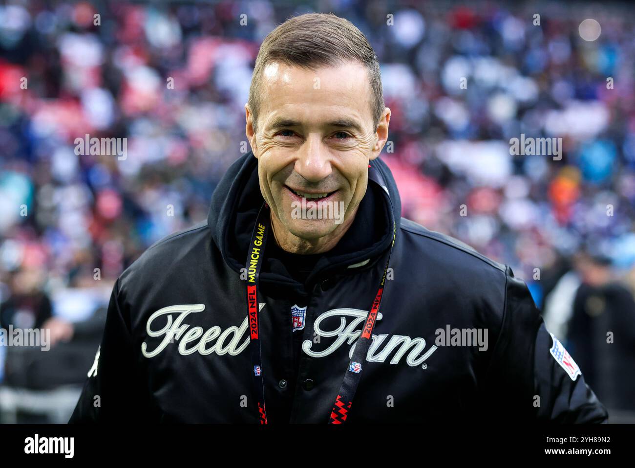 München, Deutschland. November 2024. NFL München Spiel New York Giants - Carolina Panthers am 10.11.2024 in der Allianz Arena in München Kai Pflaume Foto: Revierfoto Credit: ddp Media GmbH/Alamy Live News Credit: ddp Media GmbH/Alamy Live News Stockfoto
