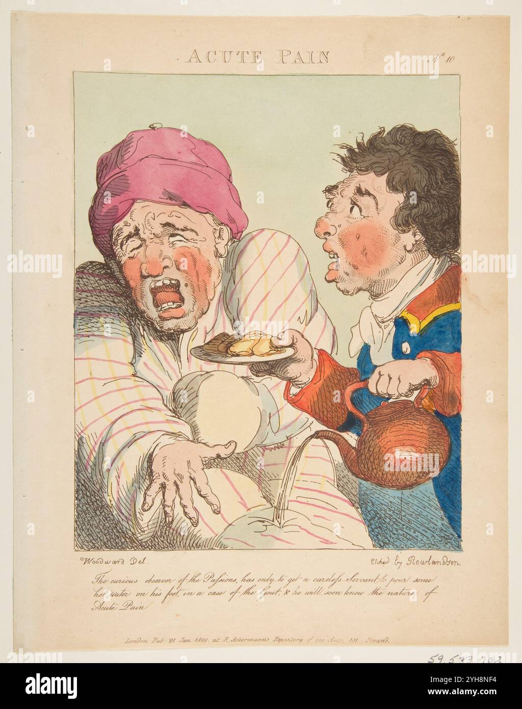 Titel: Akuter Schmerz (Le Brun Travested oder Caricatures of the Passions) Künstler: Nach George Murgatroyd Woodward (Künstler), Thomas Rowlandson (Etcher) Jahr: 21. Januar 1800 Medium: Ätzen, gedruckt in brauner Tinte, handkoloriert Maße: Blatt: 11 3/8 x 8 7/8 Zoll. (28,9 x 22,6 cm) Ort: Das Metropolitan Museum of Art Stockfoto Titel: Akuter Schmerz (Le Brun Travested oder Caricatures of the Passions) Künstler: Nach George Murgatroyd Woodward (Künstler), Thomas Rowlandson (Etcher) Jahr: 21. Januar 1800 Medium: Ätzen, gedruckt in brauner Tinte, handkoloriert Maße: Blatt: 11 3/8 x 8 7/8 Zoll. (28,9 x 22,6 cm) Ort: Das Metropolitan Museum of Art Stockfoto