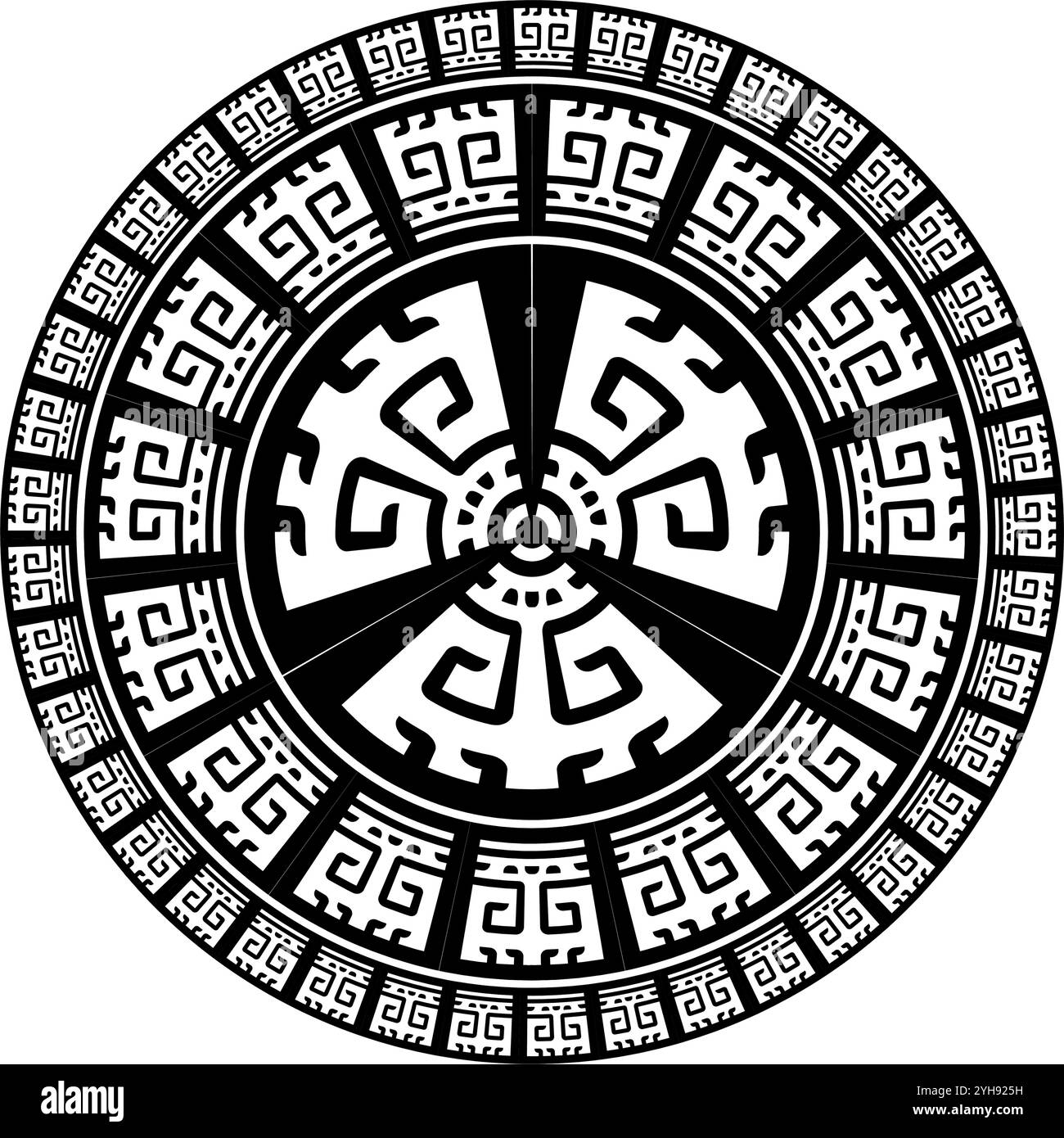 Komplexes Design mit aztekischen und griechischen Zierstilen Stock Vektor