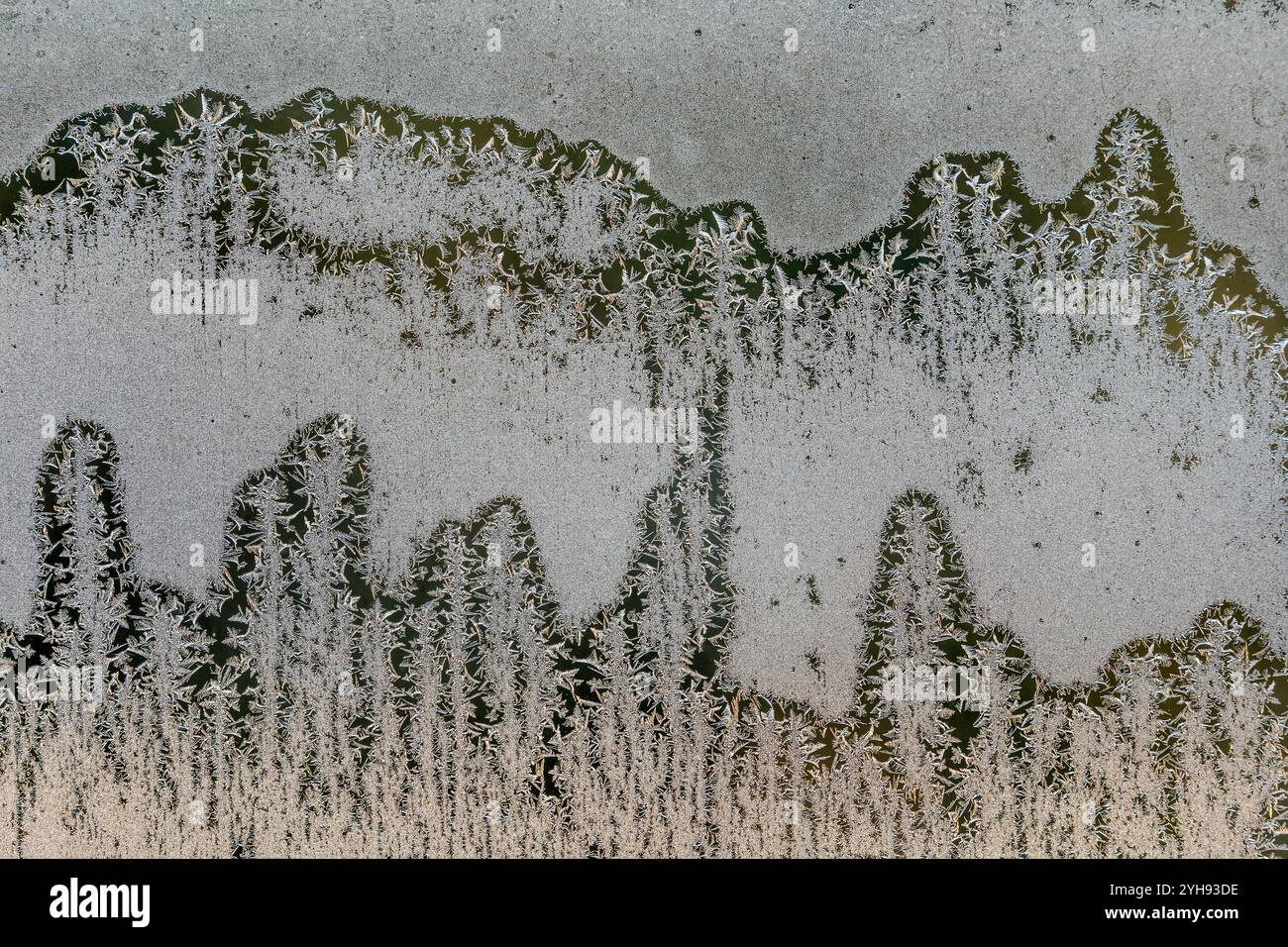 Frostmuster auf Glas; Winter; UK Stockfoto