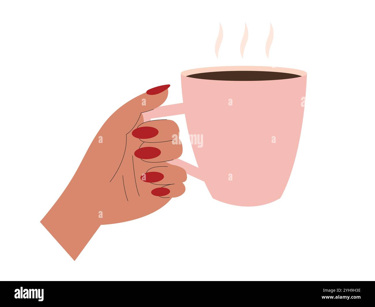 Kaffeetasse in der Hand der Frau Stock Vektor