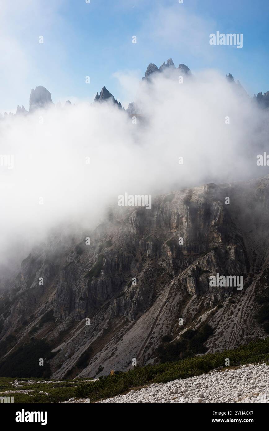 Tre Cime di Lavaredo Wanderung, Dolomiten, Italien, Oktober 2024 Stockfoto