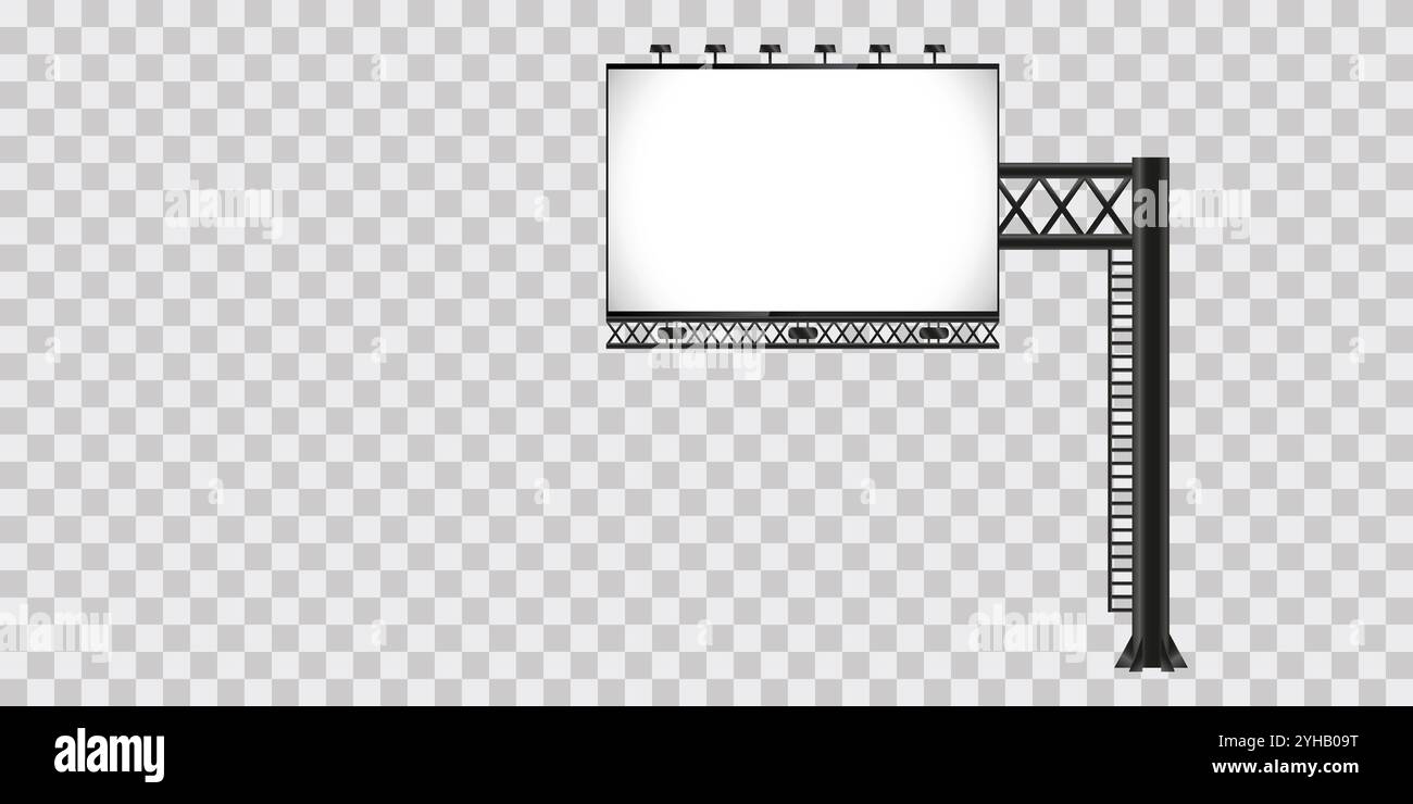 Ein Modell mit Straßenschildern und einer Säule, ein Muster-Schild auf Transparenz. Leere 3D-Werbebanner Mockups Vektor-Illustration Stock Vektor
