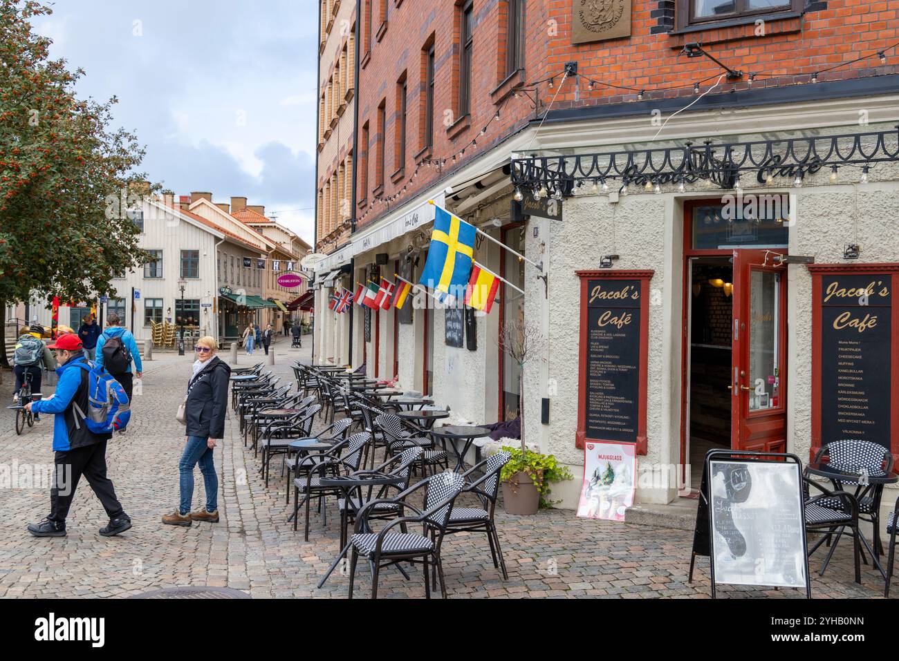 Jacobs Café und Restaurant in der Fußgängerzone Haga Nygata Straße in Göteborg Stockfoto