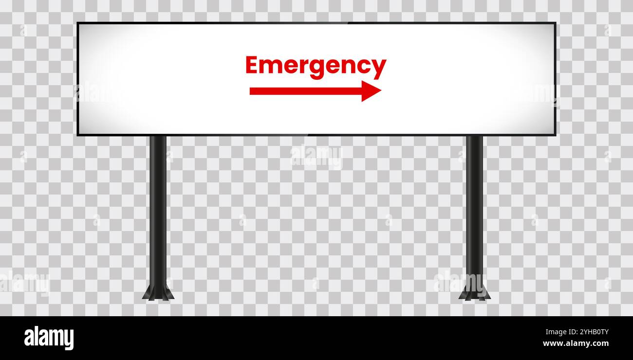 Ein LCD-Display mit hoher Säule ist auf transparentem Hintergrund nachempfunden, mit Notfalltext auf dem Bildschirm, Vektorillustration Stock Vektor