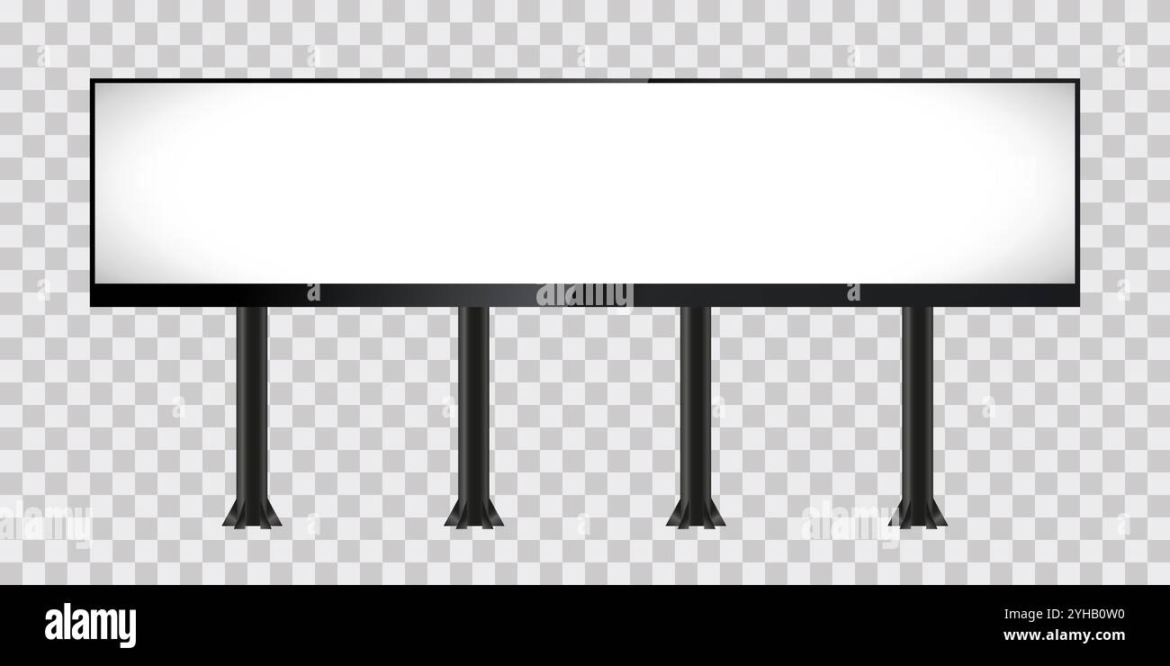 Ein 3Ds Street-Modell mit drei Collumns, stehlen Sie ein Modell-Schild auf transparentem Hintergrund. Leerer 3D-Bildschirm für Werbebanner Stock Vektor