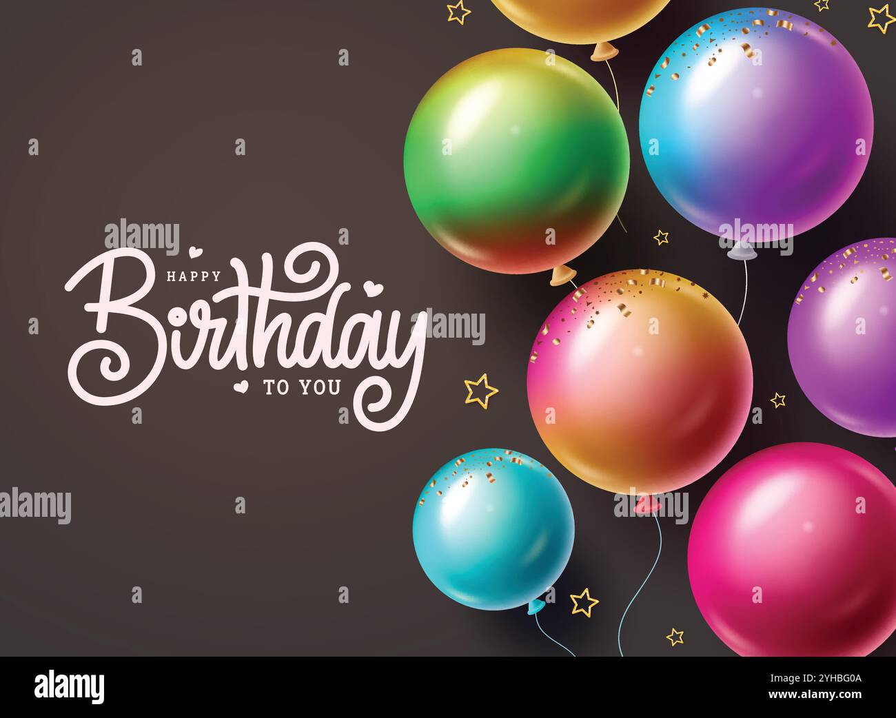 Geburtstagsgruß Vektordesign. Metallische bunte Ballons in Geburtstagsgrußkarte Clip Art für Party Dekoration Überraschungshintergrund. Vektor Stock Vektor