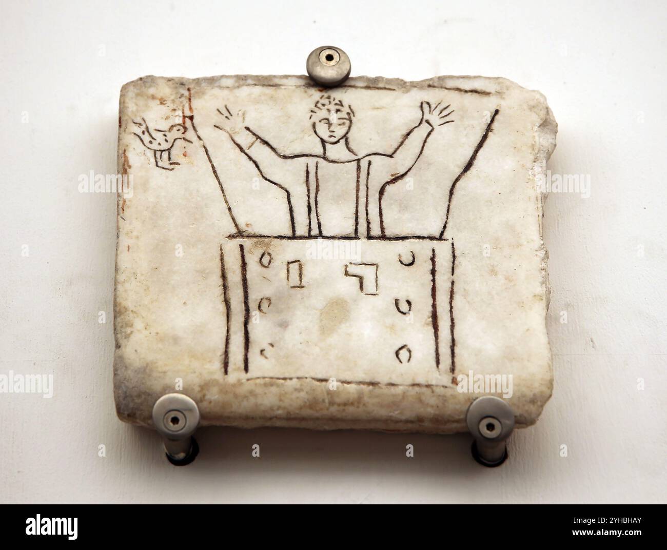 Frühe Christen. Römischer Grabstein mit christlicher Ikonographie. Noah und die Arche. 3.-5. Jahrhundert. Bad des Diokletians, Teil des römischen Nationalmuseums Stockfoto