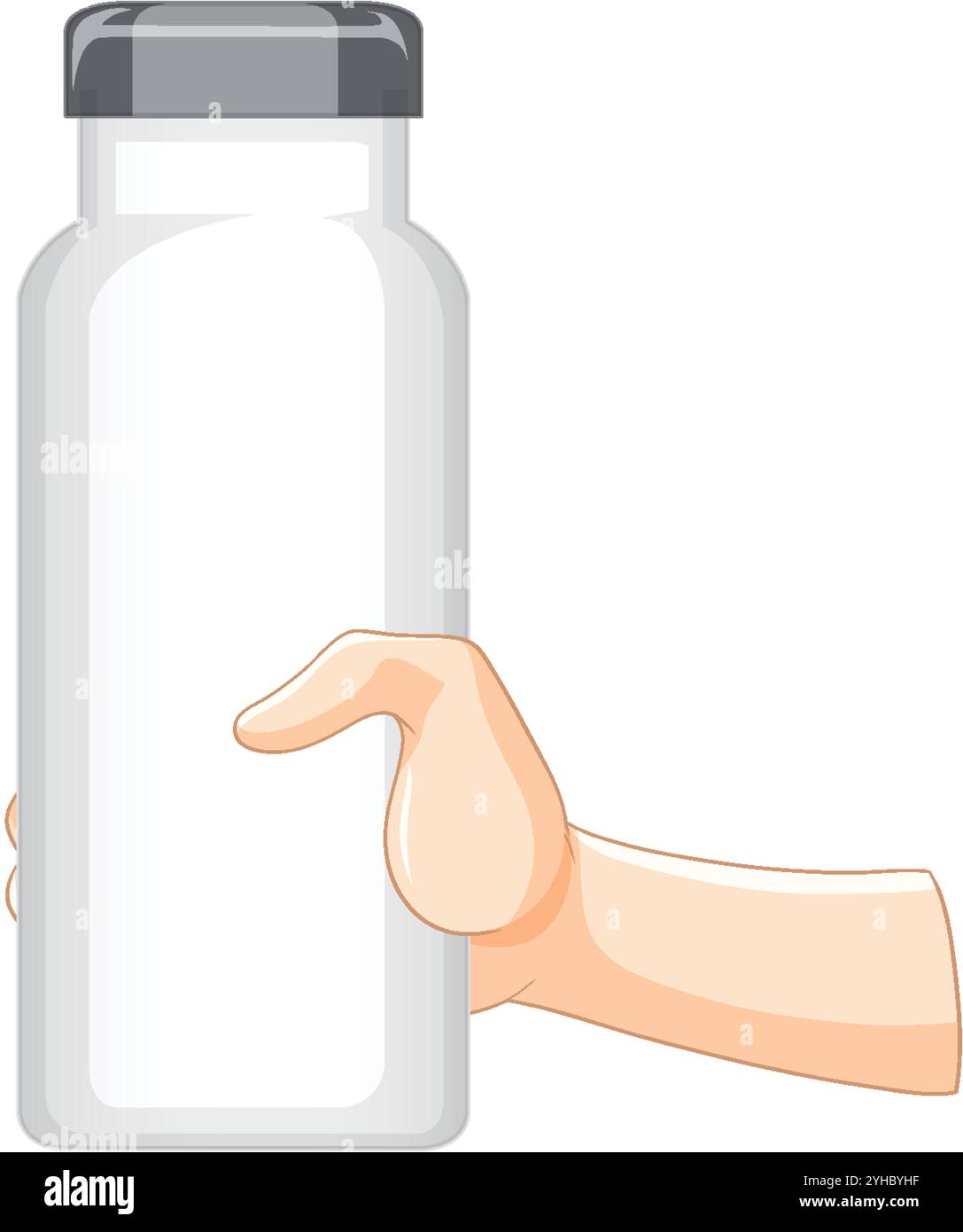 Abbildung einer Hand, die eine Flasche greift Stock Vektor