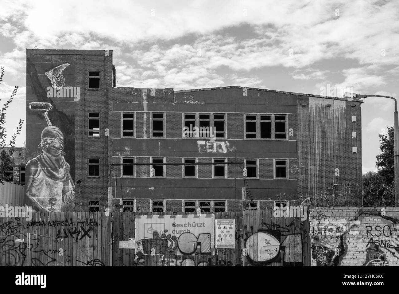 Backsteinbauten der ehemaligen Bärenquell-Brauerei - ein denkmalgeschütztes Gebäude in Berlin Niederschöneweide Obrikatstraße View 2024, Deutschland, Erurope Stockfoto
