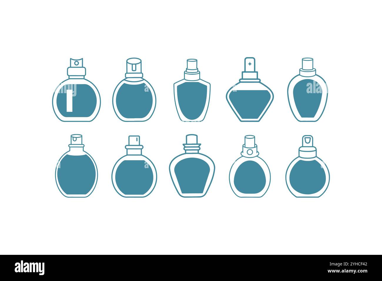 Schönheitsprodukte Icons, Schönheitkosmetische Flasche Icons setzen Vektor-Illustration. Stock Vektor