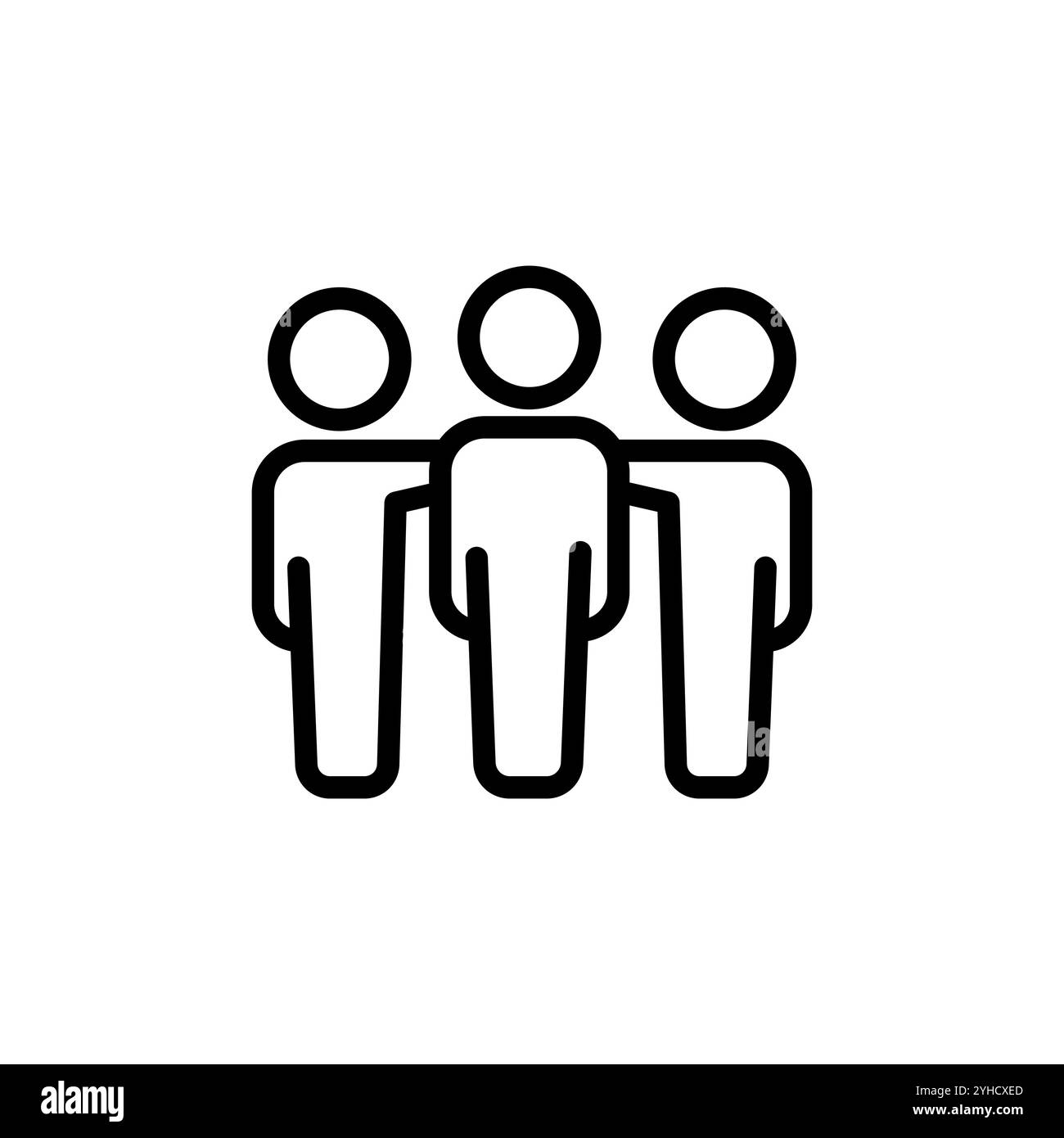 Symbolvektor für die Linien von Freunden. Linienzeichen Freundschaft oder Partnerschaft, Zusammenarbeit, Teamkollegen, Partner Teamwork und Unterstützung. Stock Vektor