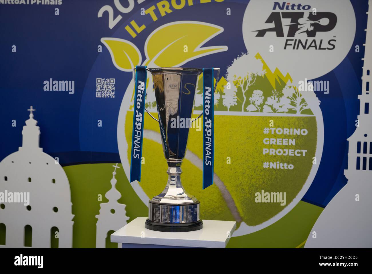 Nitto ATP Finals Trophy, auf dem Höhepunkt der Tennissaison treten die besten 8 Spieler der Welt in atemberaubenden Spielen an. Live-tv Tennis, Sport, Stockfoto