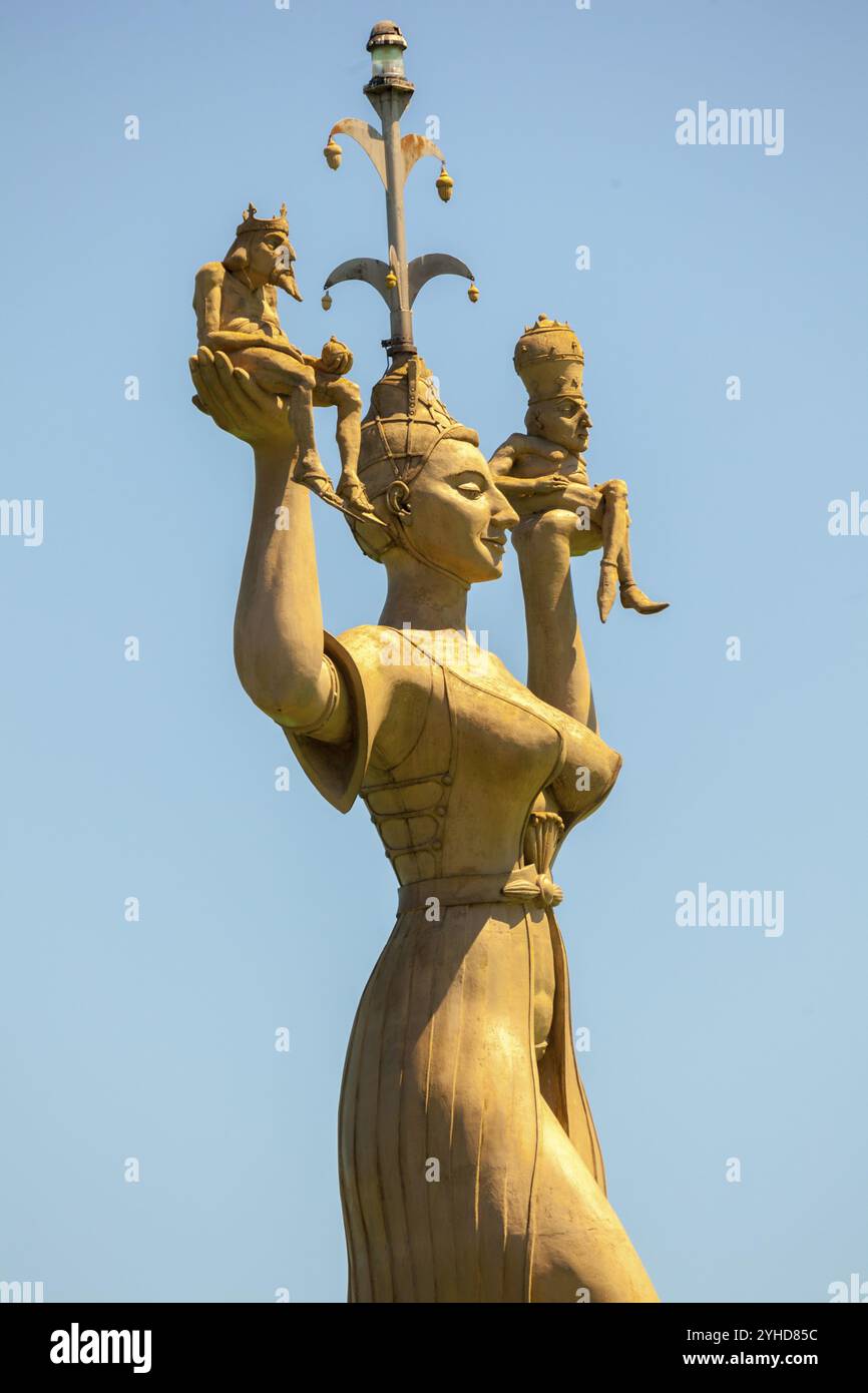 Imperia mit Papst Martin V. und König Sigismund, Statue von Peter Lenk, Bodensee, Baden-Württemberg, Deutschland, Europa Stockfoto