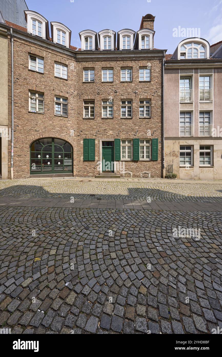 Historische Backsteingebäude in der Altstadt von Düsseldorf, Landeshauptstadt, unabhängige Stadt, Nordrhein-Westfalen, Deutschland, Europa Stockfoto