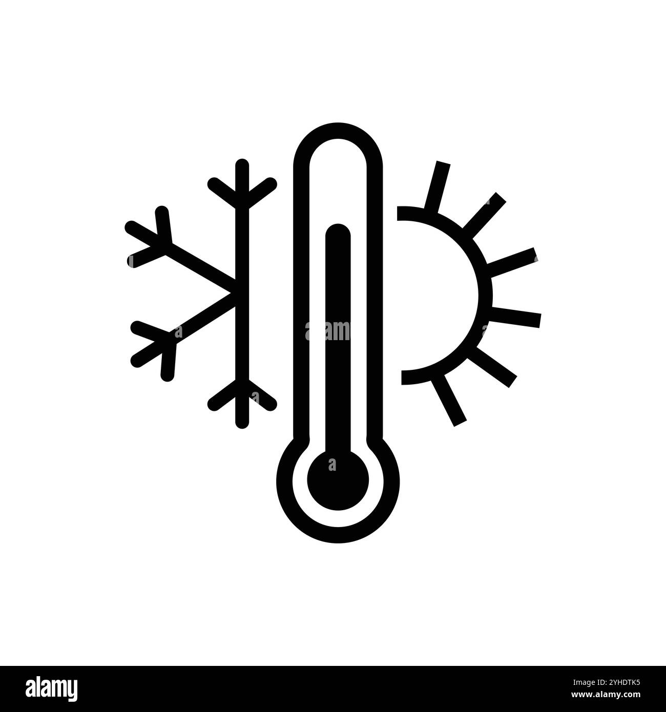 Vektorgrafik für heiße und kühle Temperaturen auf weißem Hintergrund. Stock Vektor