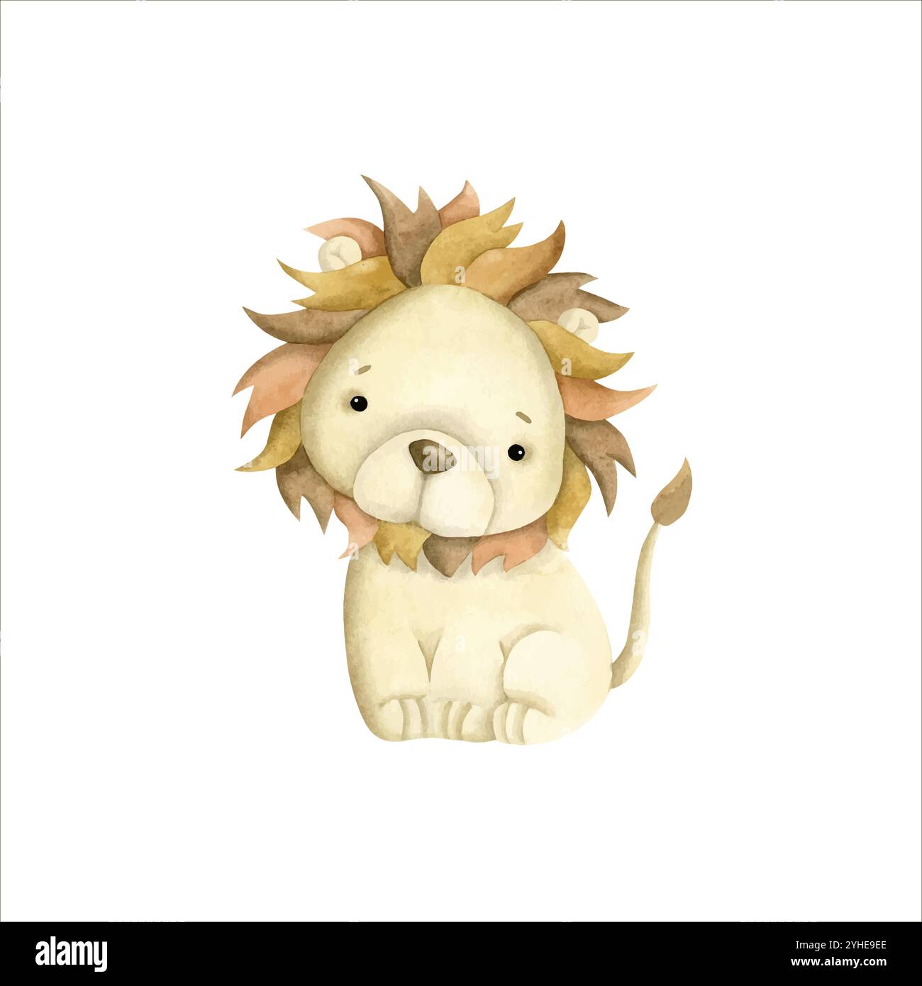 Handgezeichnete Safari Aquarellillustration mit Löwenbaby für Kinder Stock Vektor