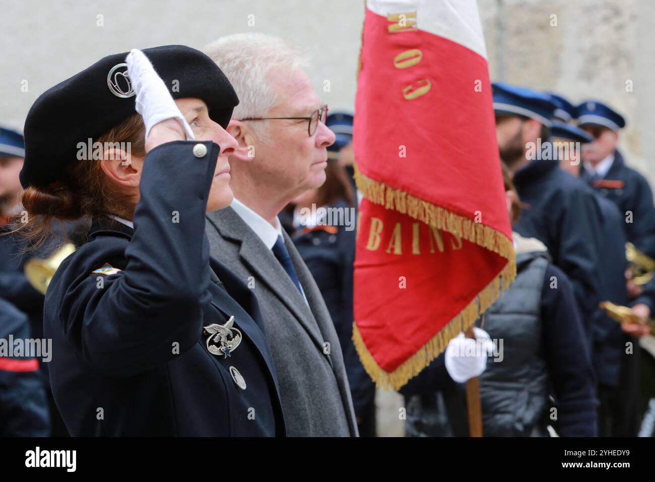 Jean-Marc Peillex, Maire de Saint-Gervais-les-Bains. Waffenstillstand. Saint-Gervais Mont-Blanc. Haute-Savoie. Auvergne-Rhône-Alpes. Franc Stockfoto