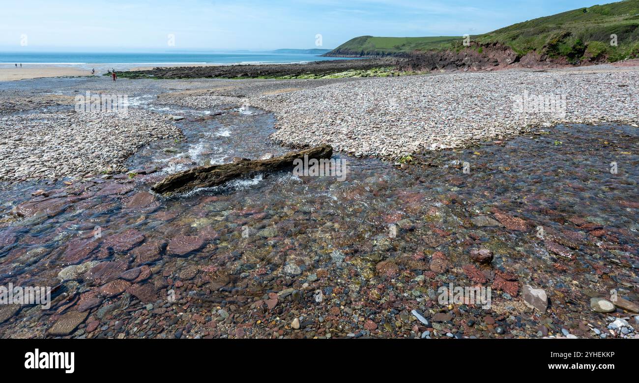 Manorbrier Beach, Manorbier, Tenby, Pembrokeshire, Südwales, Wales, Großbritannien Stockfoto
