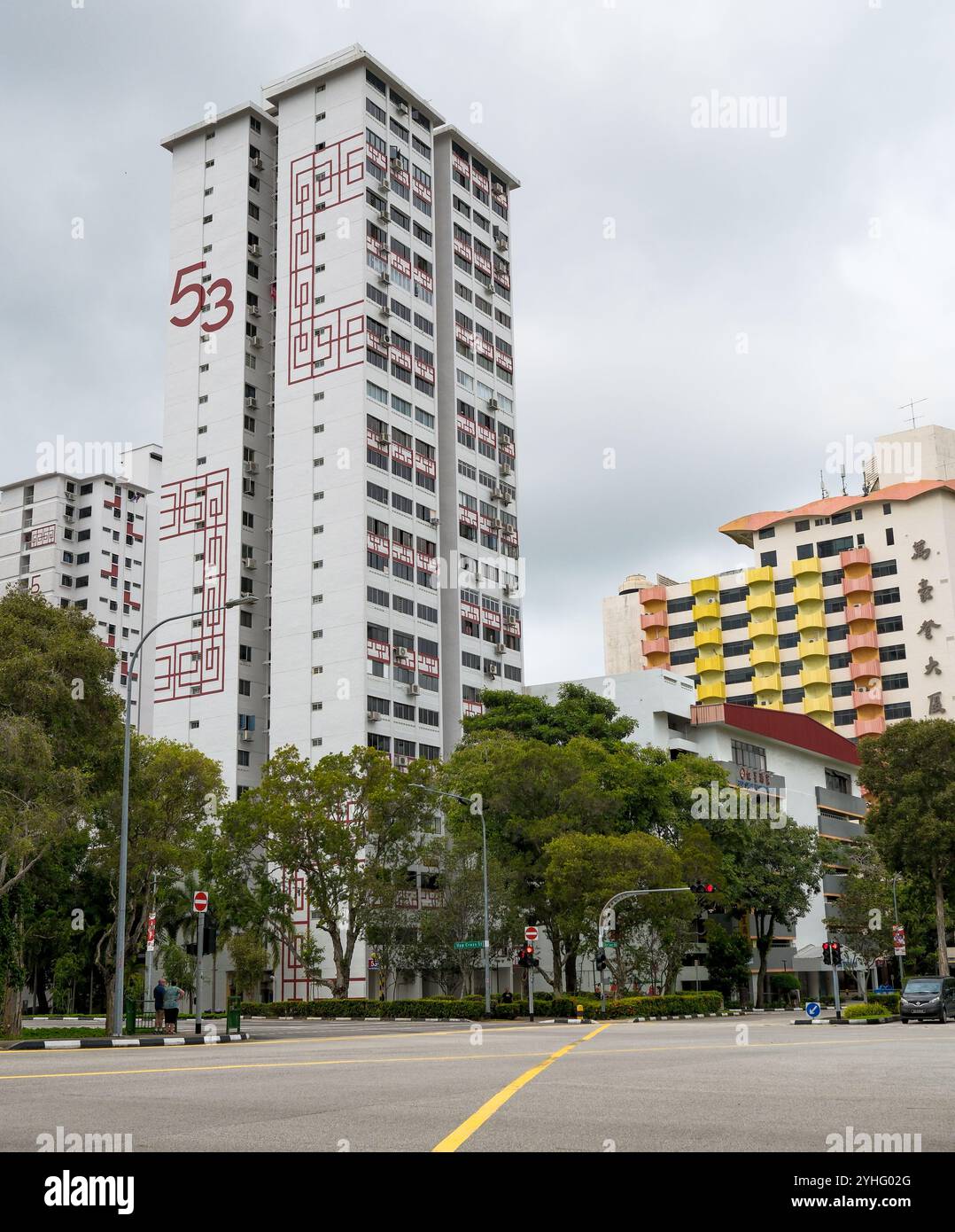 Block 53 Chin Swee Road HDB Wohnhaus in Singapur Asien. Stockfoto