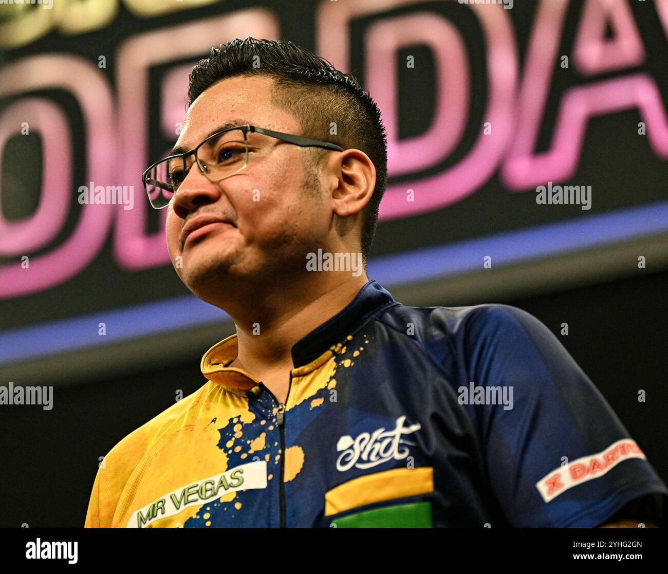 WV Active, Aldersley, Wolverhampton, Großbritannien. November 2024. 2024 PDC Grand Slam of Darts, 3. Tag; Rowby-John Rodriguez Credit: Action Plus Sports/Alamy Live News Stockfoto