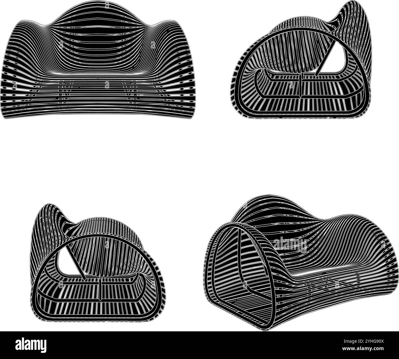 Sperrholzsessel Vector. Custom Classic Retro Stuhl aus Sperrholzplatten Llustration isoliert auf weißem Hintergrund. Stock Vektor