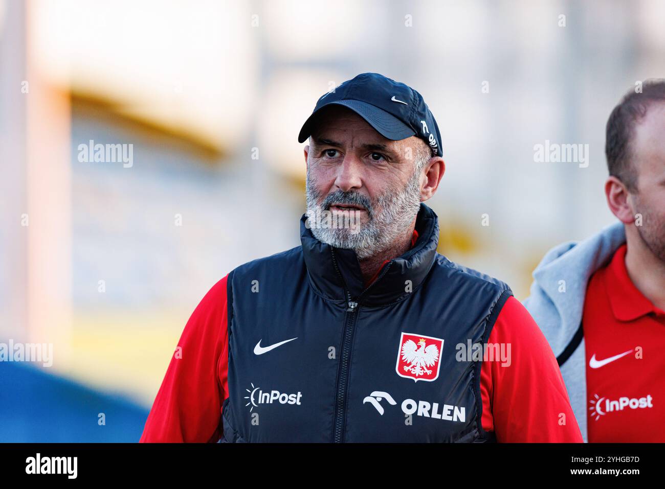 Gondomar, Portugal. November 2024. Michal Probierz (Polen) wurde während des ersten Trainingstages des polnischen Nationalmannschaftslagers vor dem Spiel gegen Portugal im Estadio de Sao Miguel gesehen. (Foto: Maciej Rogowski/SOPA Images/SIPA USA) Credit: SIPA USA/Alamy Live News Stockfoto