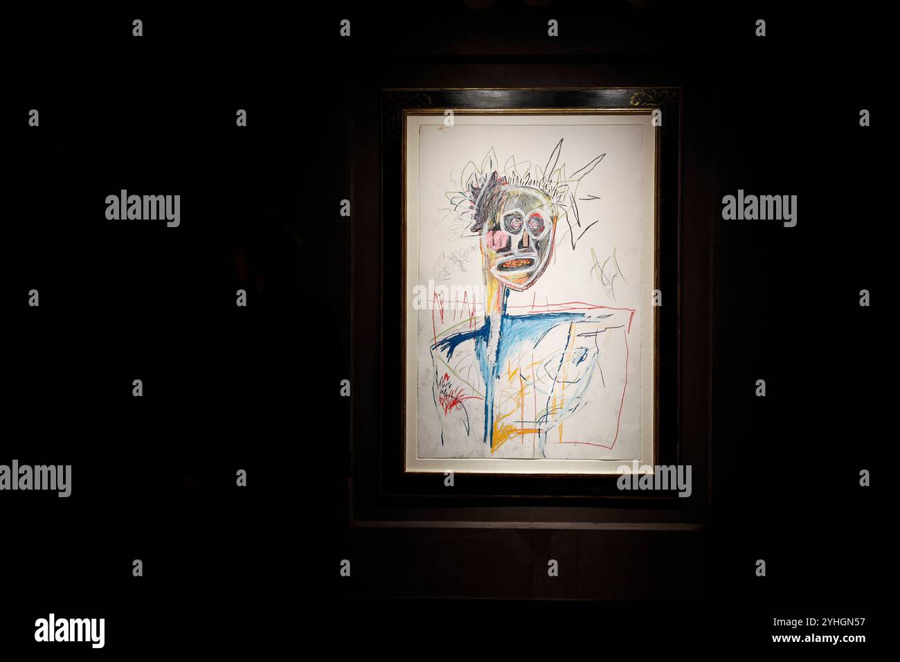 New York, Usa. November 2024. Basquiats Portrait Jean-Michel Basquiat (1960-1988). Untitled ist in Christies Pressevorschau der Ausstellung zur bevorstehenden Herbstwoche 20/21 am Montag, 11. November 2024 in New York City zu sehen. Foto: John Angelillo/UPI Credit: UPI/Alamy Live News Stockfoto