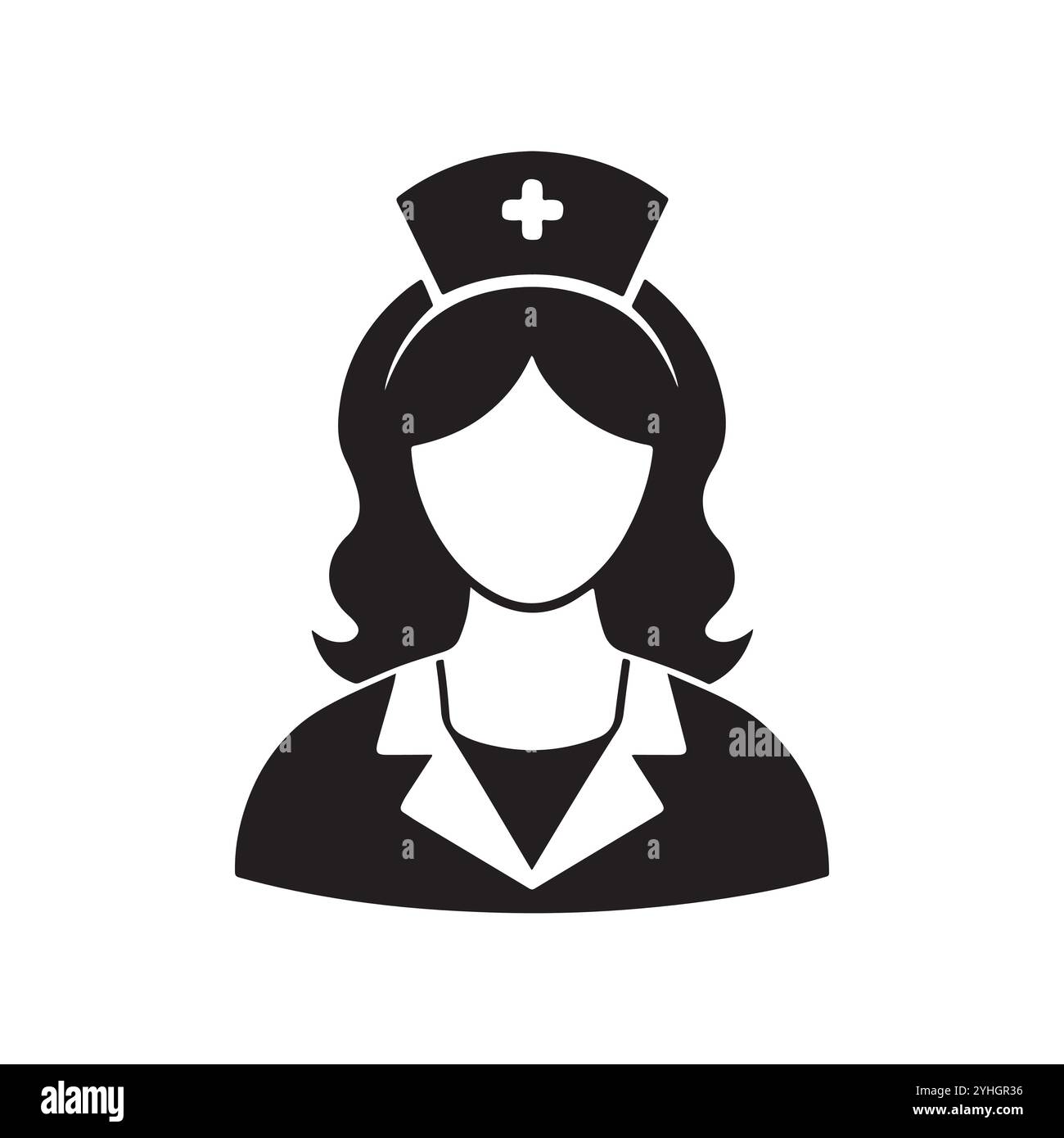 Frau Doktor Icon Arzt, Medizin, Gesundheitswesen, Krankenschwester Icon Silhouette Vektor. Medizinische Krankenschwester solides Symbol Illustration. Stock Vektor